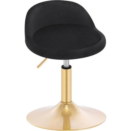 Schminkhocker höhenverstellbar Drehhocker, Samt Schwarz+Gold - Palo24