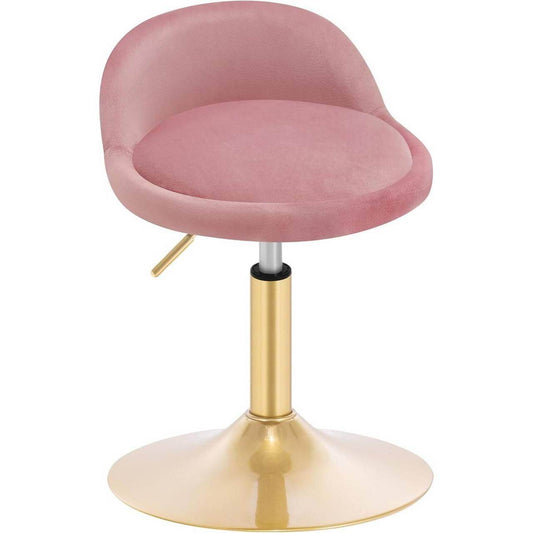 Schminkhocker höhenverstellbar Drehhocker, Samt Rosa+Gold - Palo24