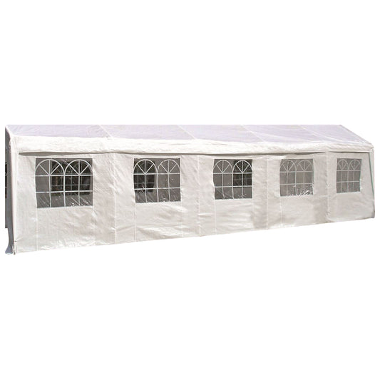 Bâche latérale pour tente de fête, longueur 10 mètres, PVC blanc avec fenêtres