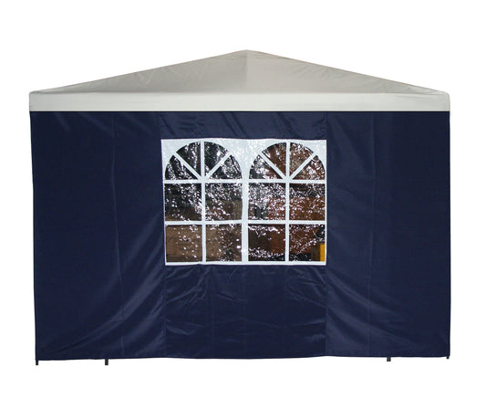 Bâche latérale pour pavillon, 3x1,9 mètres, polyester bleu avec fenêtre