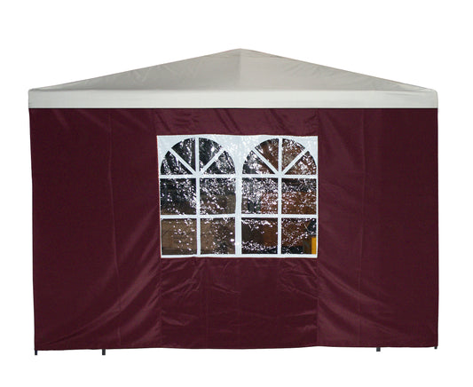 Bâche latérale pour pavillon, 3x1,9 mètres, polyester bordeaux avec fenêtre