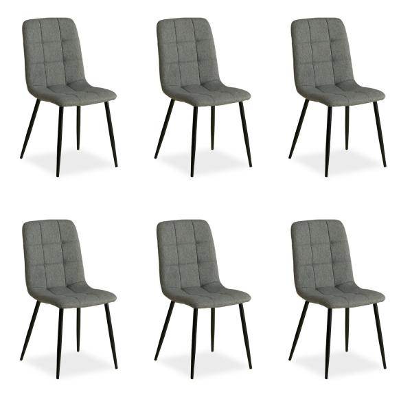 6er Set Grau Esszimmerstühle Küchenstühle Polsterstühle Modern - Palo24