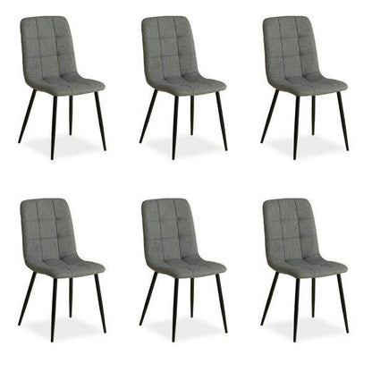 6er Set Grau Esszimmerstühle Küchenstühle Polsterstühle Modern - Palo24