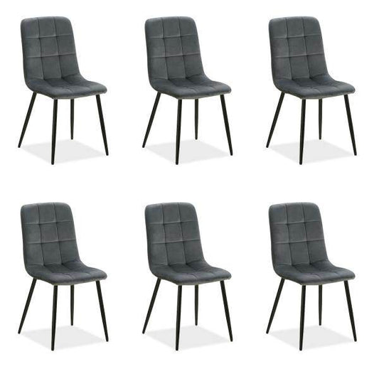 6er Set Grau Samt Esszimmerstühle Küchenstühle Polsterstühle Modern - Palo24