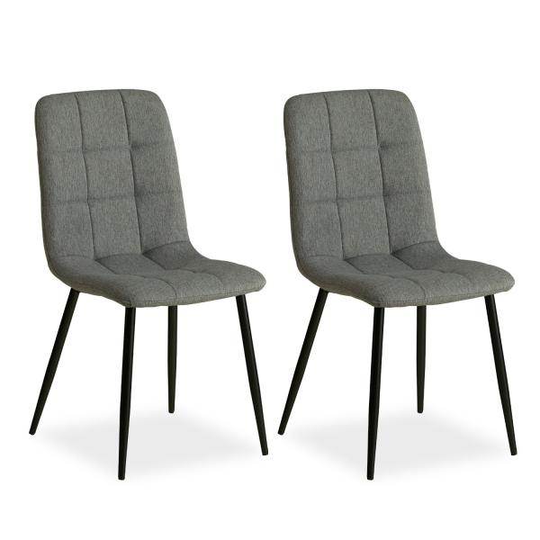 2er Set Grau Esszimmerstühle Küchenstühle Polsterstühle Modern - Palo24
