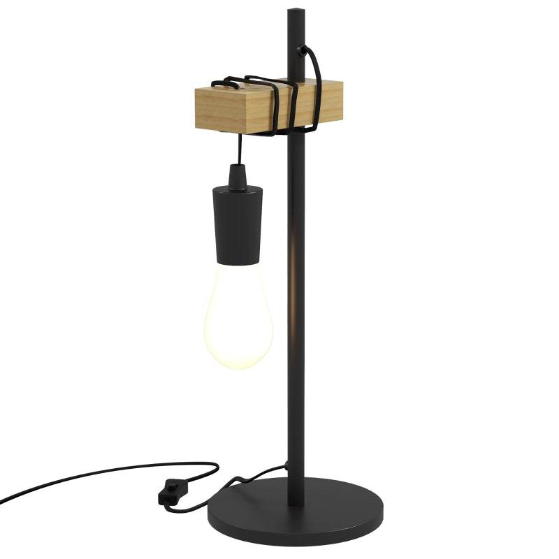 Tischlampe inkl. LED höhenverstellbar, schwarz+Holz - Palo24