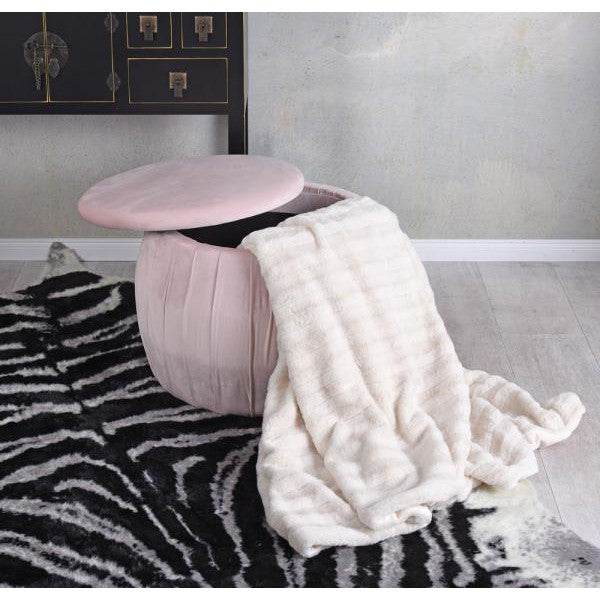 SAMT HOCKER MIT STAURAUM TRUHENBANK SITZHOCKER POUF VELOUR - Palo24