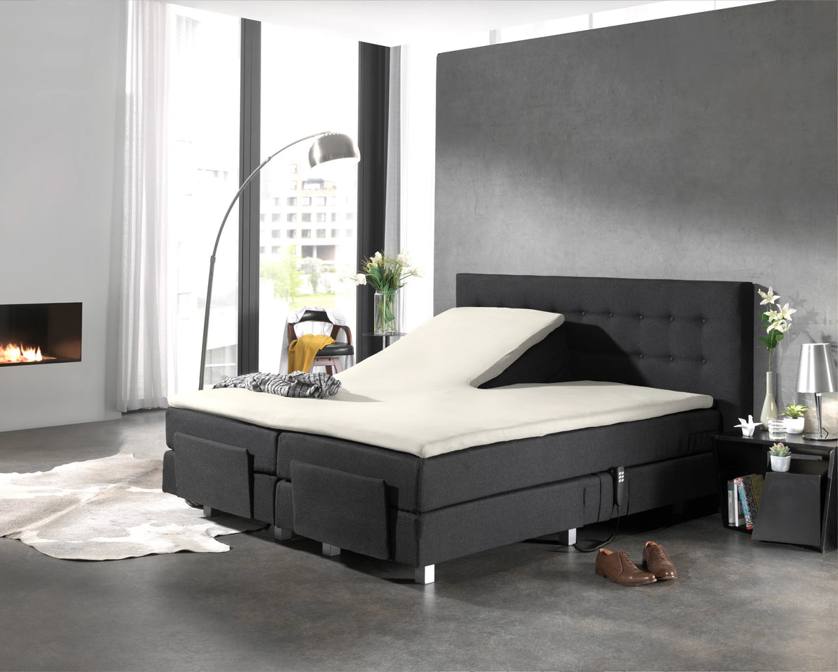 Split Topper Spannbettlaken aus Baumwolle Creme 200x220 cm