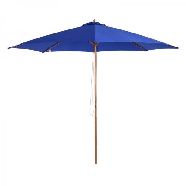 Holz Sonnenschirm 300x245cm Gartenschirm Balkonschirm Blau - Palo24