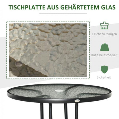Gartentisch Garten Beistelltisch Gartenmöbel Balkontisch  mit Schirmloch Schwarz Ø80 x 72 cm - Palo24