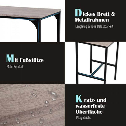 Bartisch mit 2 Stühlen, 3-teiliges Tischset, Barstuhl, Barhocker, MDF, Natur, Schwarz - Palo24