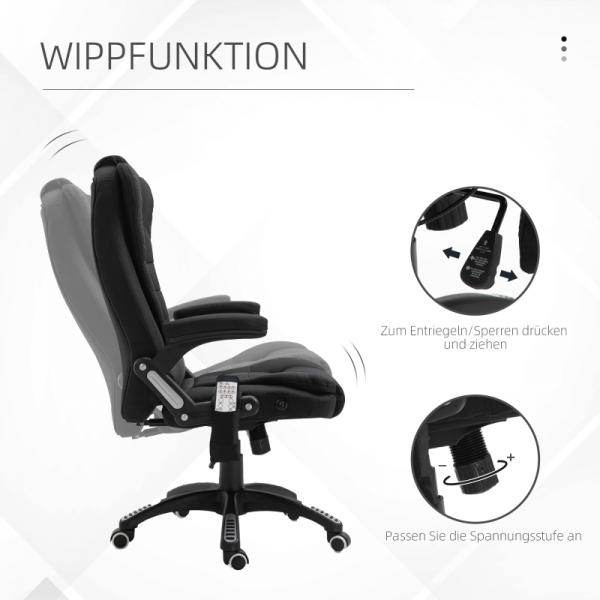 Massagesessel Chefsessel mit Massagefunktion Bürostuhl schwarz - Palo24