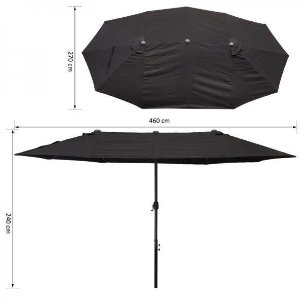 Sonnenschirm Doppelsonnenschirm Terrassenschirm mit Handkurbel Schwarz Oval - Palo24