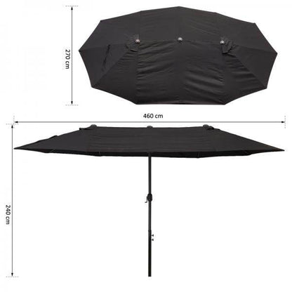 Sonnenschirm Doppelsonnenschirm Terrassenschirm mit Handkurbel Schwarz Oval - Palo24