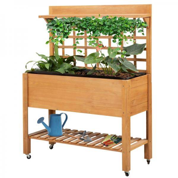 Hochbeet Pflanztisch Blumentisch Arbeitstisch Gärtnertisch Holzpflanztisch Tanne, Braun - Palo24