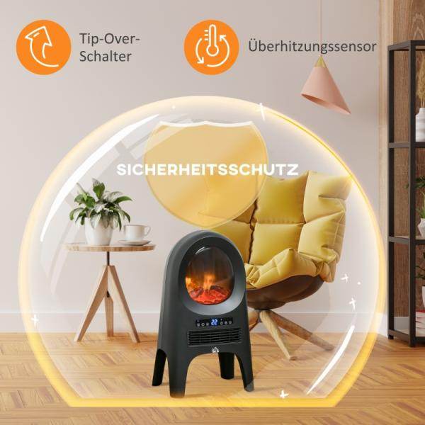 Elektroheizung 3 Modi 10-49° C mit Fernbedienung LED-Flammen freistehend - Palo24