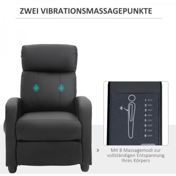 Massagesessel Massagefunktion Liegefunktion 2-Punkt-Massage Schwarz - Palo24