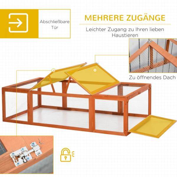 Freilaufgehege für Kleintiere Aufklappbares Dach Tannenholz Orange - Palo24