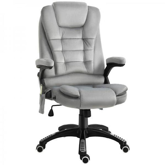 Bürostuhl mit Massagefunktion, höhenverstellbarer Chefsessel, ergonomischer Drehstuhl, PU-Räder, Grau - Palo24