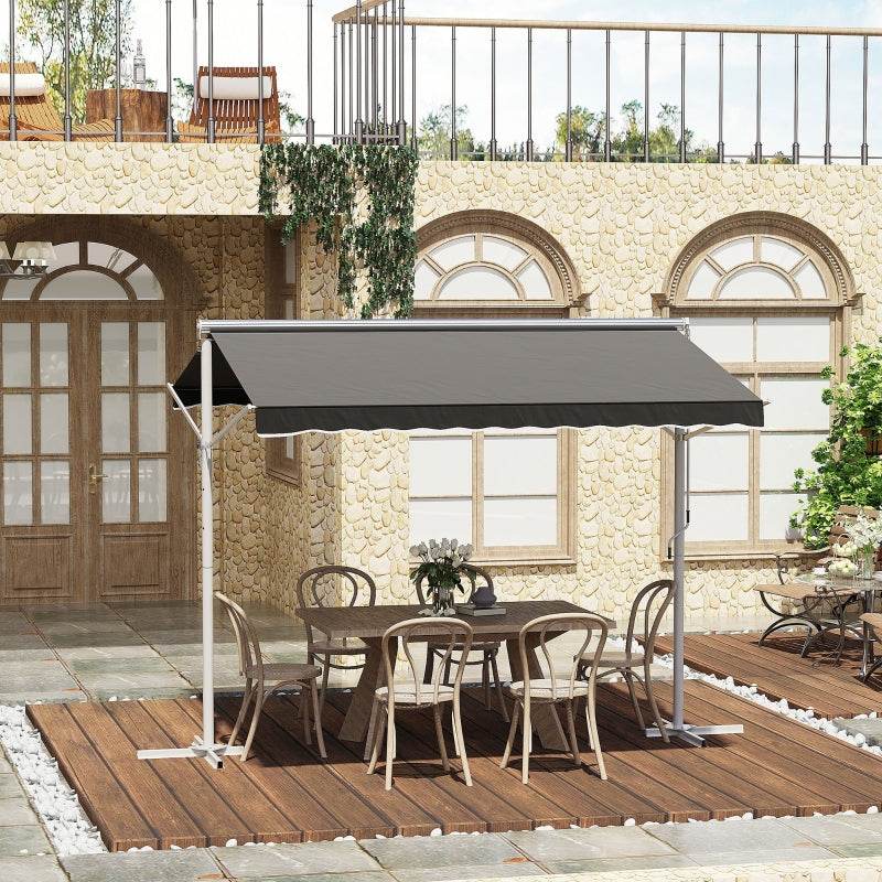 Standmarkise Gartenmarkise mit Faltarm Grau 3m x 3m - Palo24