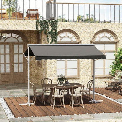 Standmarkise Gartenmarkise mit Faltarm Grau 3m x 3m - Palo24