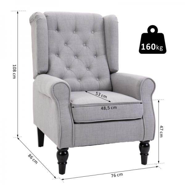 Einzelsessel Relaxsessel Ohrensessel Akzentsessel mit Tufting Polyester Grau - Palo24