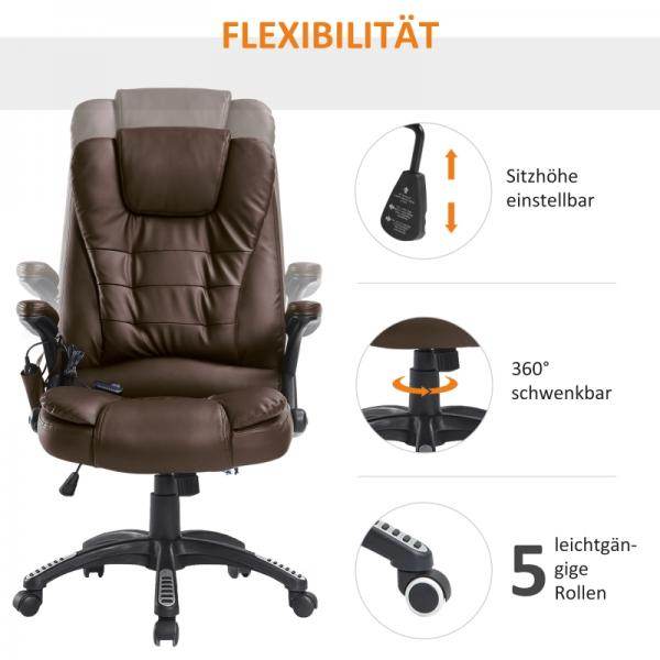Massage-Chefsessel mit Wärmefunktion Gaming braun - Palo24