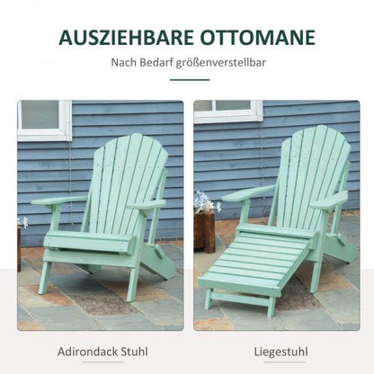 Adirondack-Gartenstuhl mit Fußstütze klappbar Gartenliege Outdoor Gartenmöbel Kiefernholz Grün - Palo24