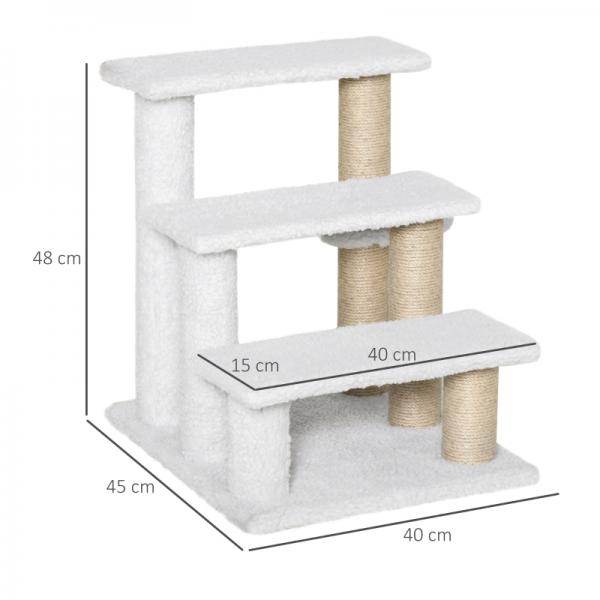 Haustiertreppe Ball 3-stufige Katzentreppe Hundetreppe Tiertreppe Weiss - Palo24