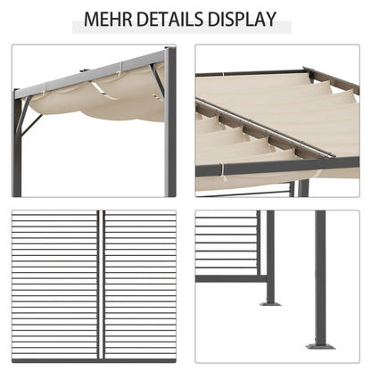 Pavillon Pergola Partyzelt Überdachung Einstellbares Stoffdach Polyester Beige