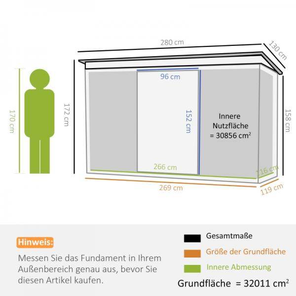 Gerätehaus Gartenhaus Geräteschuppen mit Schiebetür Fenster Outdoor Stahl Grau - Palo24