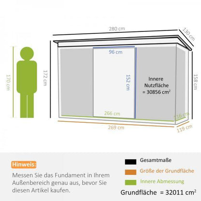 Gerätehaus Gartenhaus Geräteschuppen mit Schiebetür Fenster Outdoor Stahl Grau - Palo24