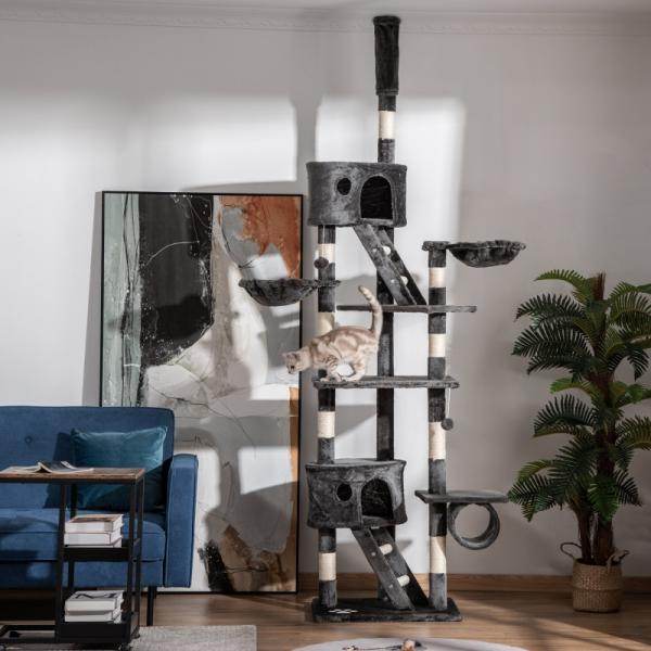 Katzenbaum Kratzbaum Katzenkratzbaum Kletterbaum Katze Sisal höhenverstellbar Grau - Palo24