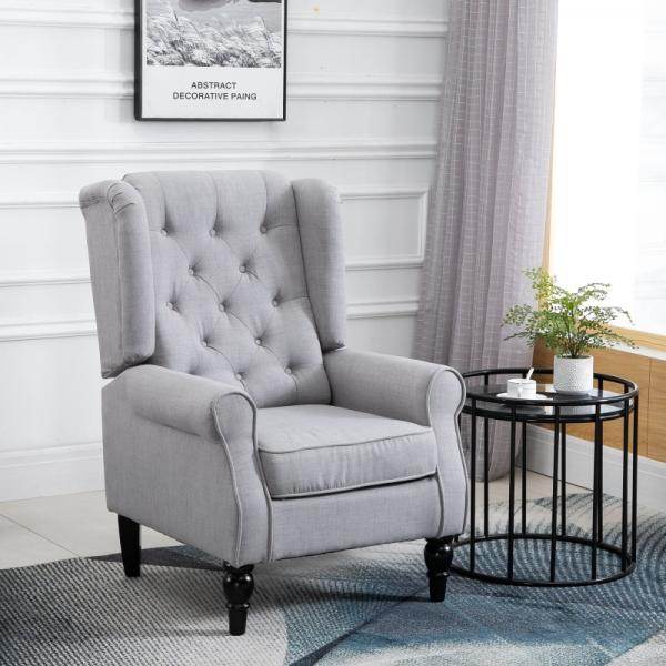 Einzelsessel Relaxsessel Ohrensessel Akzentsessel mit Tufting Polyester Grau - Palo24