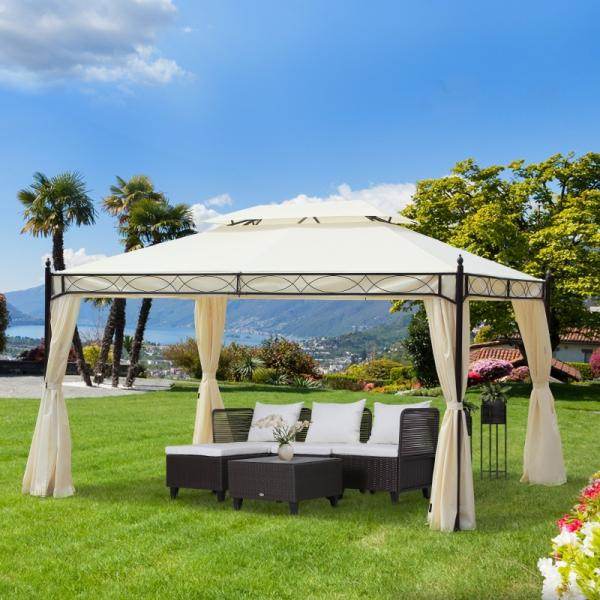 Luxus Pavillon Gartenpavillon Partyzelt Festzelt Gartenzelt Pagode 3x4 m Creme - Palo24
