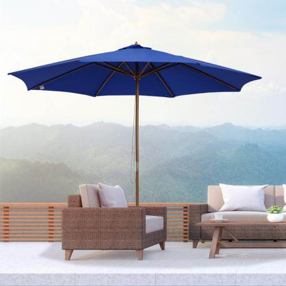 Holz Sonnenschirm 300x245cm Gartenschirm Balkonschirm Blau - Palo24