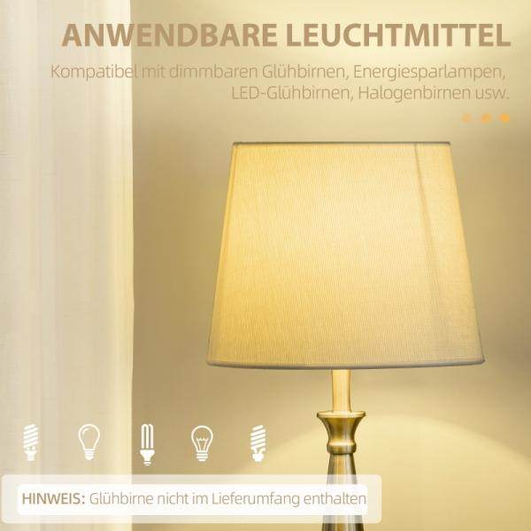 3-teiliges Lampenset im Vintage-Design, 2 Tischleuchten, 1 Stehleuchte Silber + Weiss - Palo24