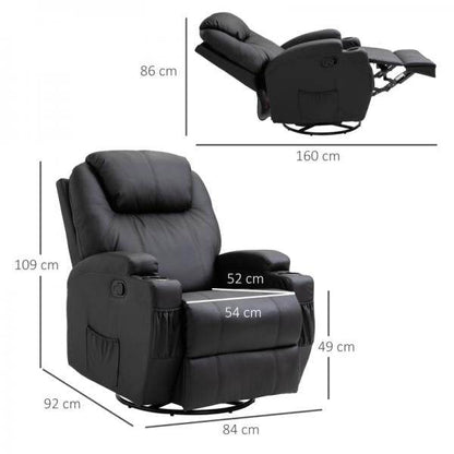 Massagesessel Elektrisch Massagefunktion 5 Massage-Modi Liegefunktion Schwarz - Palo24