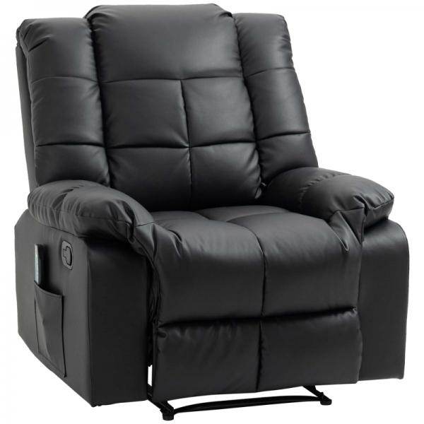 Massagesessel, Relaxsessel, 8 Vibrationspunkte, Liegefunktion, Kunstleder, schwarz, - Palo24