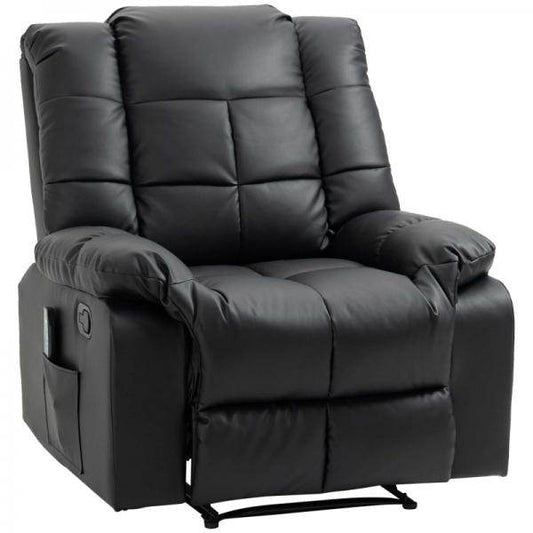 Massagesessel, Relaxsessel, 8 Vibrationspunkte, Liegefunktion, Kunstleder, schwarz, - Palo24