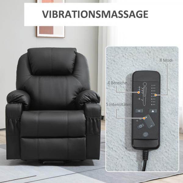 Massagesessel neigbare Rücklehne 8 Massagemodi schwarz - Palo24