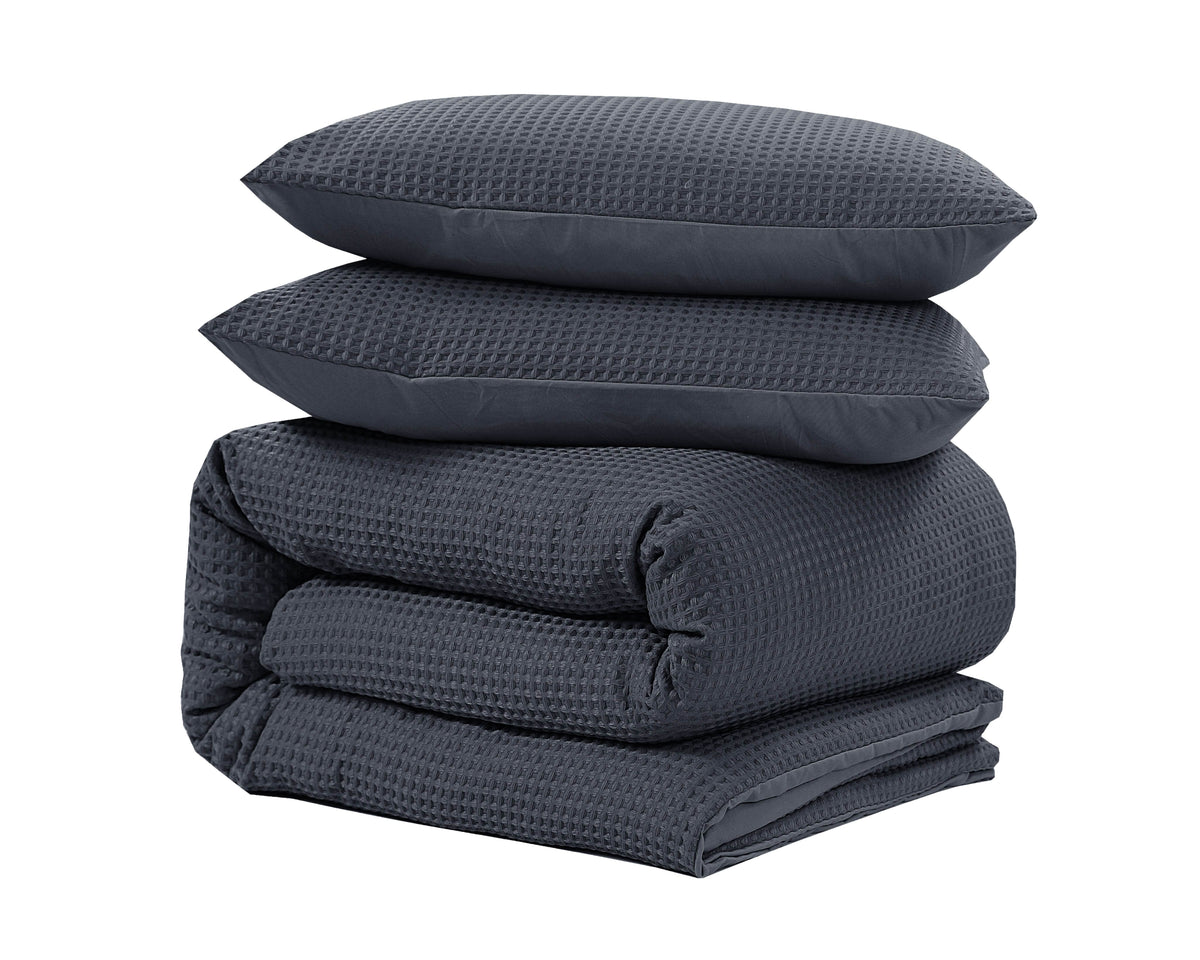 Bettbezug Waffle Anthrazit 140 x 220 cm - Palo24