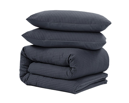 Bettbezug Waffle Anthrazit 140 x 220 cm - Palo24