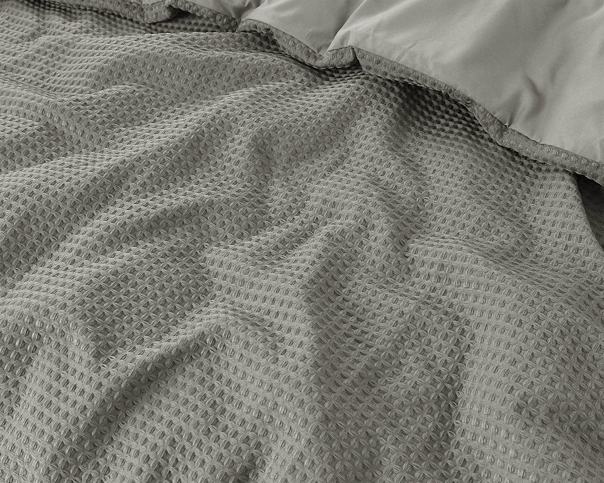 Bettbezug Waffle Sand/Grau 240 x 220 cm - Palo24