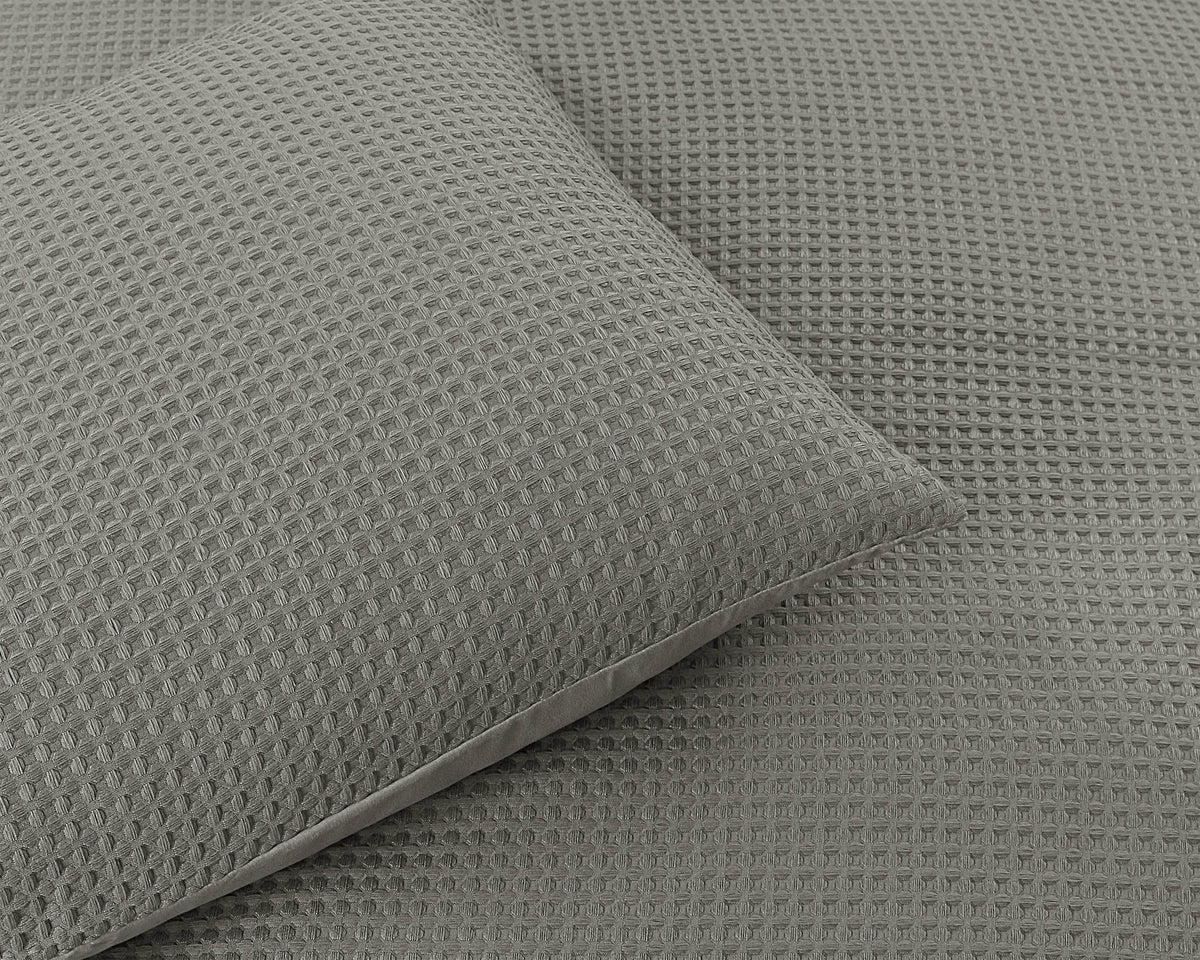 Bettbezug Waffle Sand/Grau 200 x 220 cm - Palo24