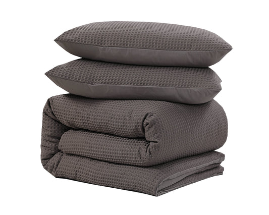 Bettbezug Waffle Taupe 200 x 220 cm - Palo24