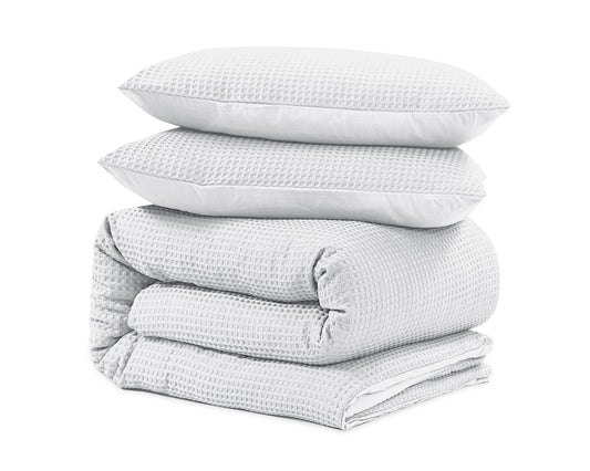 Bettbezug Waffle Weiss 140 x 220 cm - Palo24