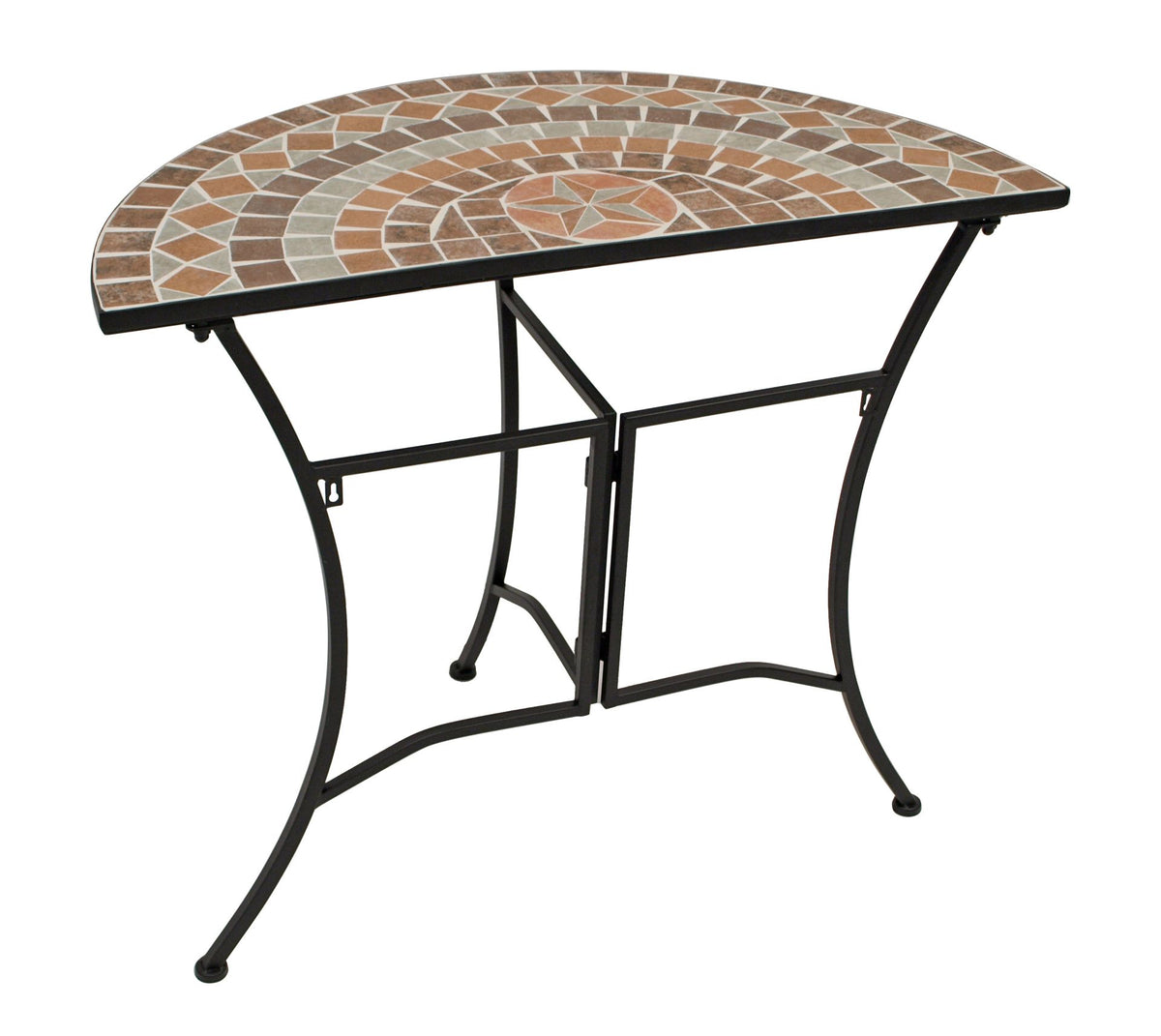 Tavolo da parete LUCCA semicircolare 45x90cm, ferro + mosaico color terracotta