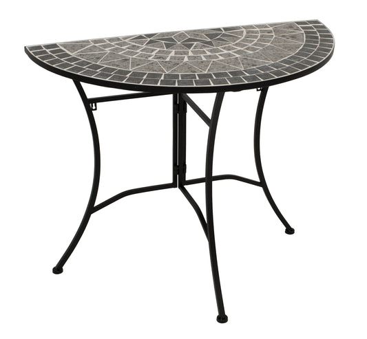 Wandtisch SIENA halbrund 45x90cm, Eisen + Mosaik grau