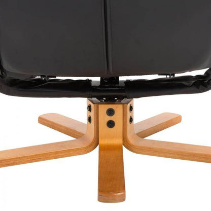 Relaxsessel mit Liegefunktion 360° drehbarer Sessel PU Holzgestell Schwarz - Palo24